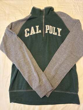 Campuscrew Cal Poly Men's 1/4 Zip Pullover Green/Grey Size Small